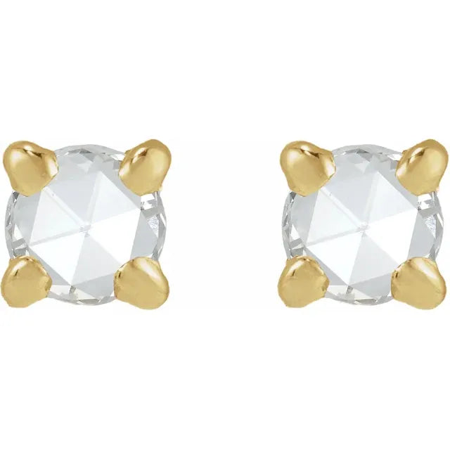 Rose Cut Flat Back Stud Earrings (SINGLE)