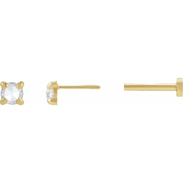 Rose Cut Flat Back Stud Earrings (SINGLE)