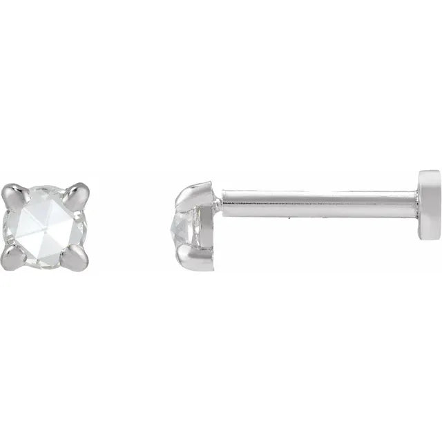 Rose Cut Flat Back Stud Earrings (SINGLE)