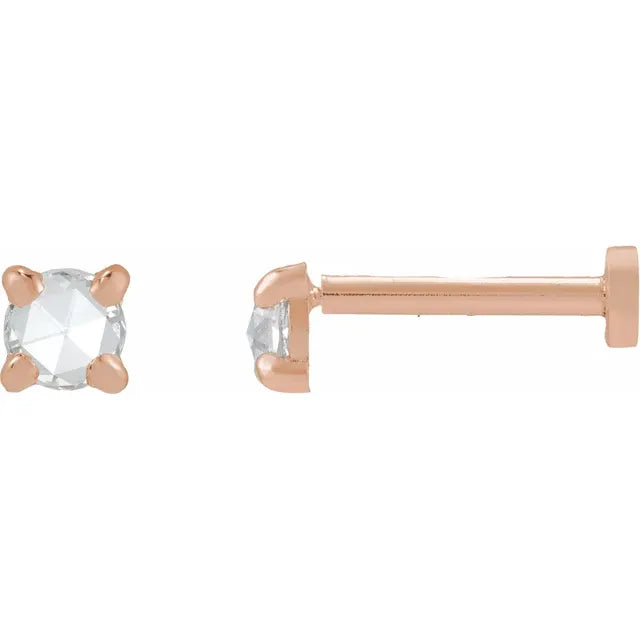 Rose Cut Flat Back Stud Earrings (SINGLE)