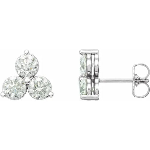 3 stone Cluster Stud Earrings