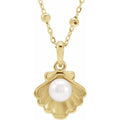 Sea Shell Fresh Water Pearl Necklace and Charm