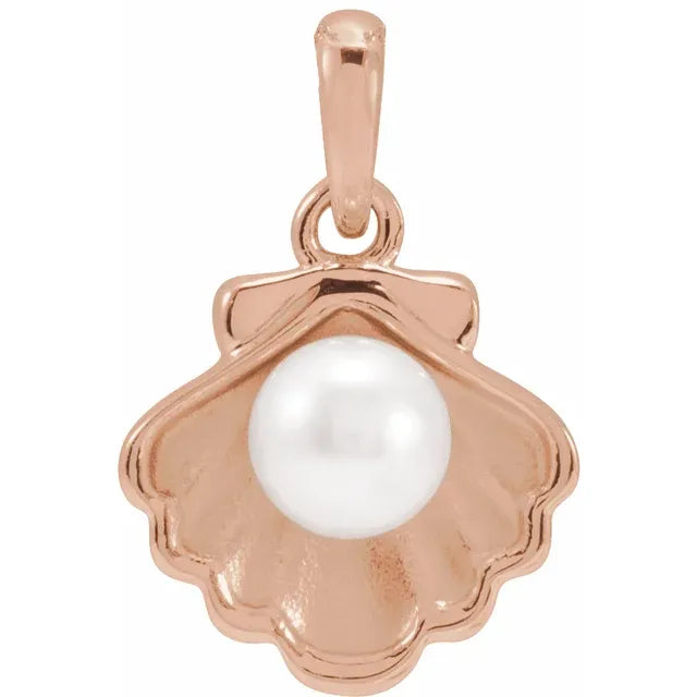 Sea Shell Fresh Water Pearl Necklace and Charm