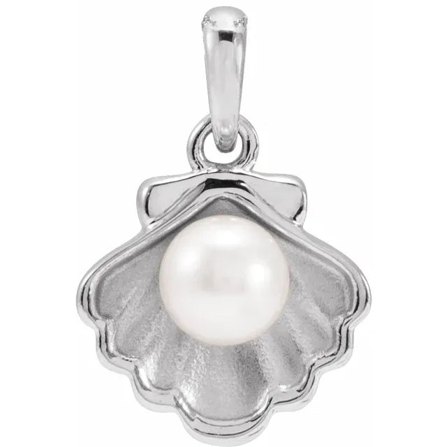 Sea Shell Fresh Water Pearl Necklace and Charm