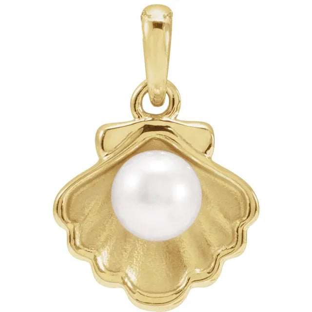 Sea Shell Fresh Water Pearl Necklace and Charm
