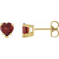 Natural Garnet Heart Stud Earrings