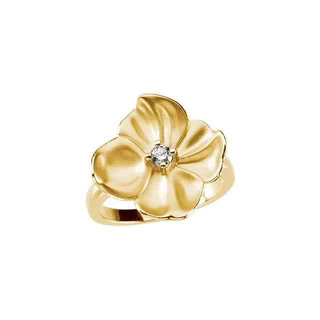 Gold Large Petal Flower Ring