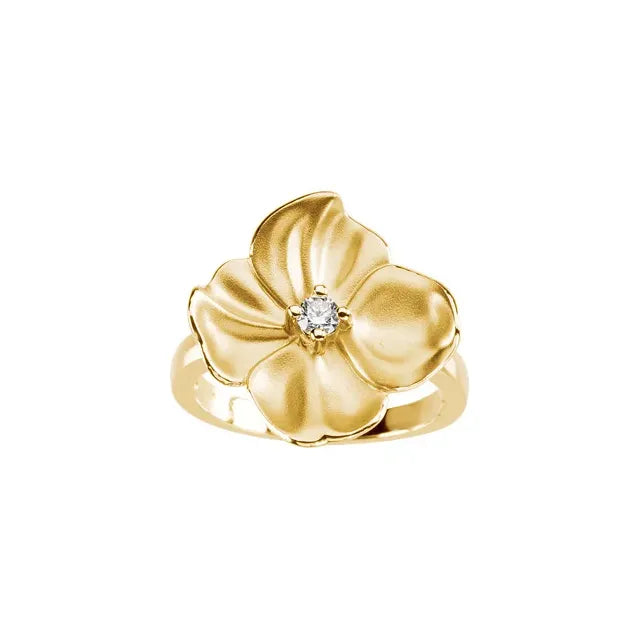 Gold Large Petal Flower Ring
