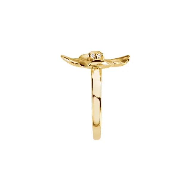 Gold Large Petal Flower Ring