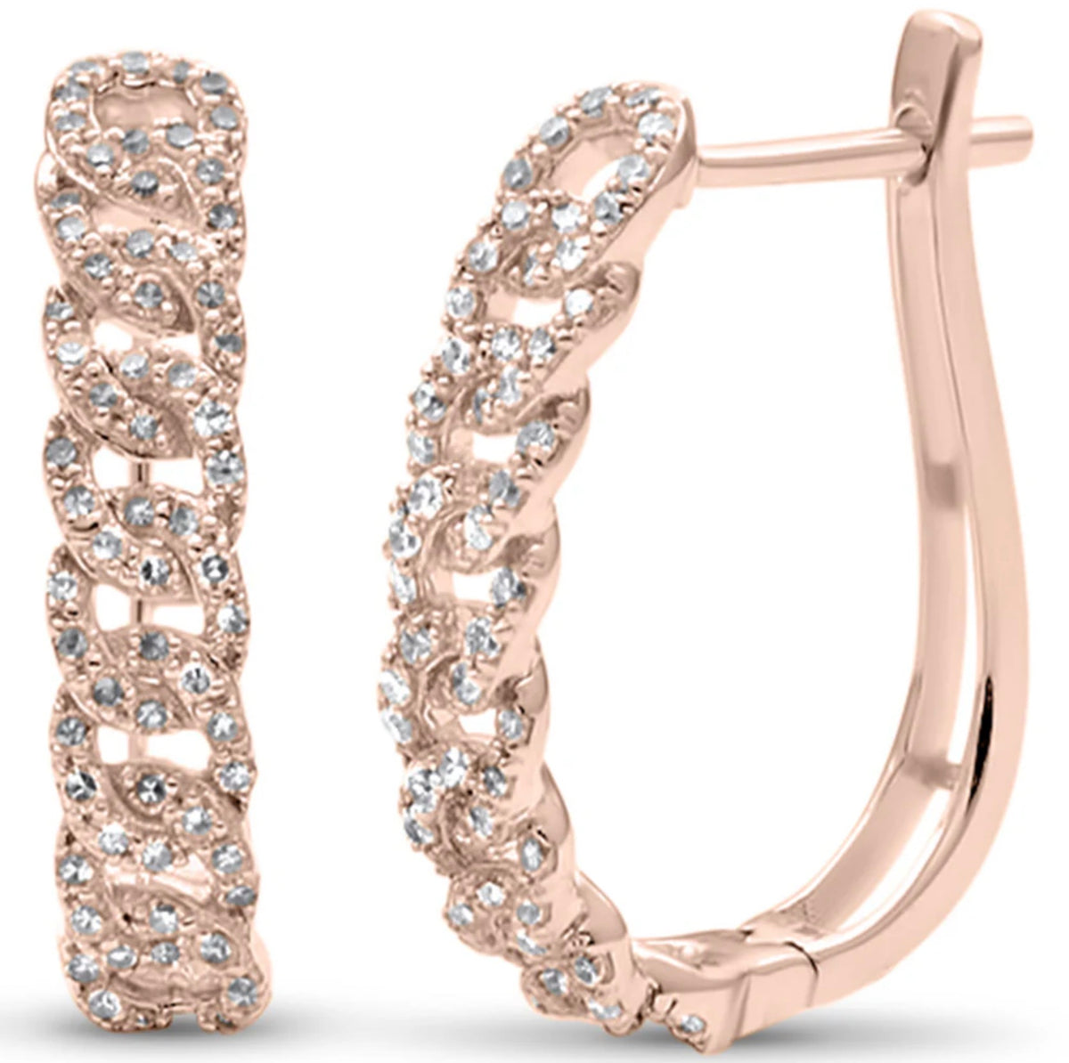 Cuban Link Pave Hoop Earrings