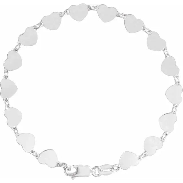 Sterling Silver Heart Panel Bracelet