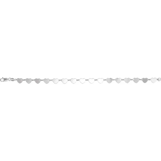 Sterling Silver Heart Panel Bracelet