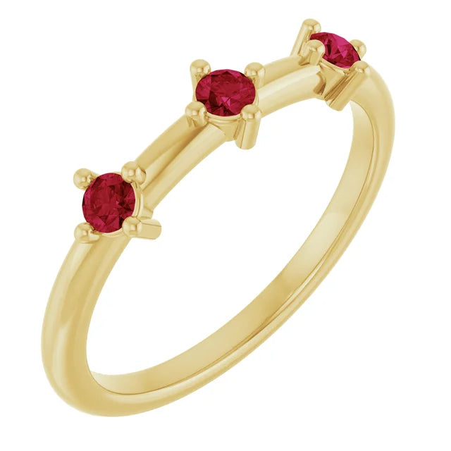 3 Stone Birthstone Stacking Ring