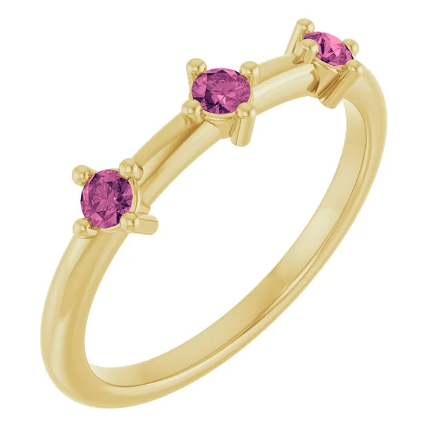 3 Stone Birthstone Stacking Ring