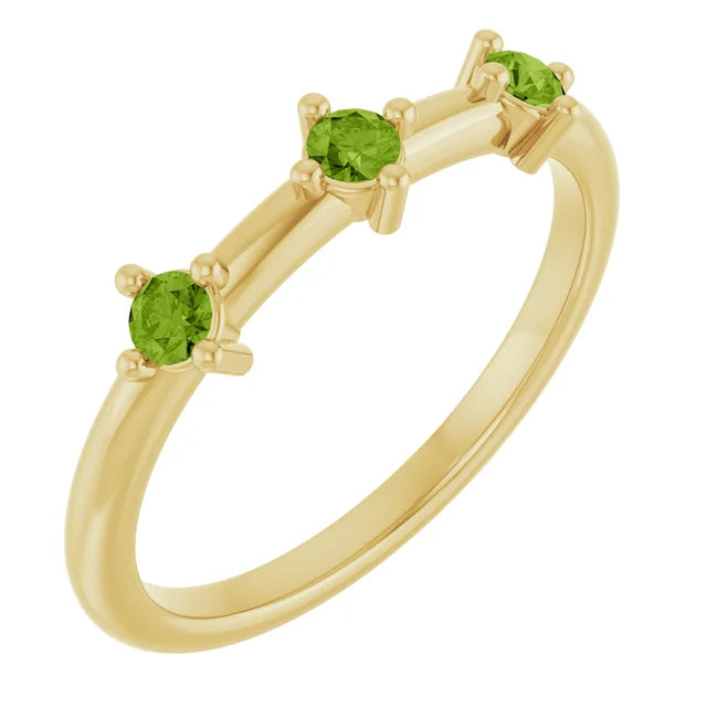 3 Stone Birthstone Stacking Ring