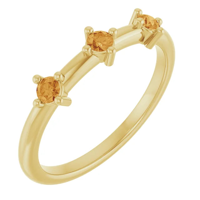 3 Stone Birthstone Stacking Ring