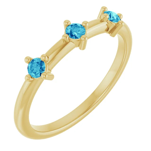 3 Stone Birthstone Stacking Ring