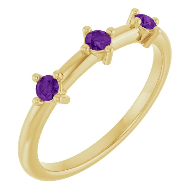 3 Stone Birthstone Stacking Ring