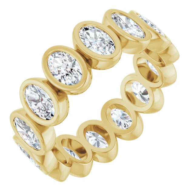 Lab Diamond Bezel Set Oval Eternity Band