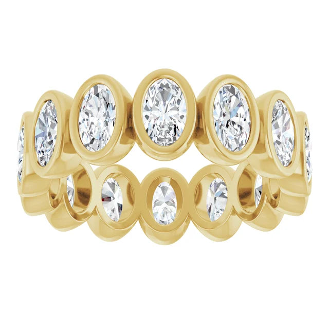 Lab Diamond Bezel Set Oval Eternity Band