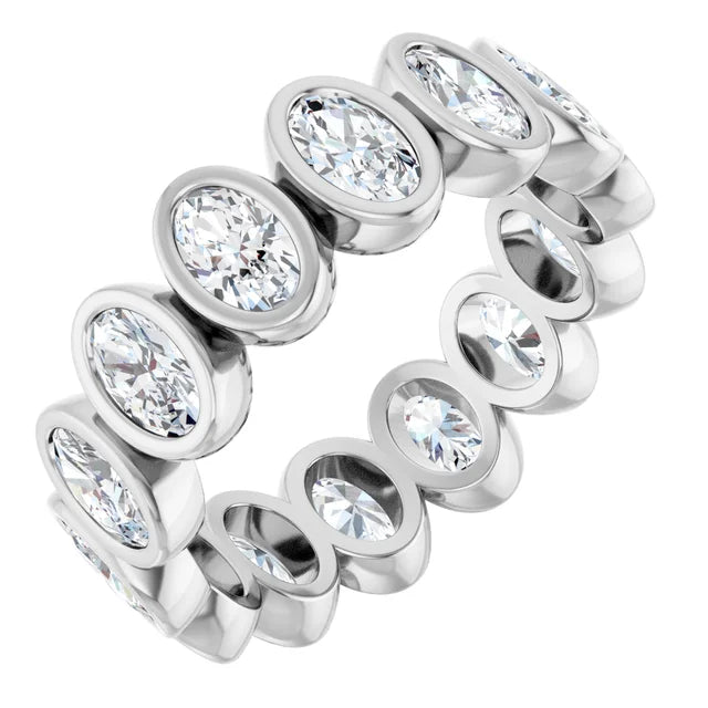 Lab Diamond Bezel Set Oval Eternity Band