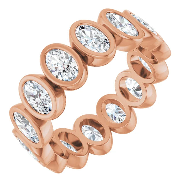 Lab Diamond Bezel Set Oval Eternity Band