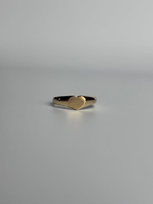 Matte Finish Heart Signet Ring
