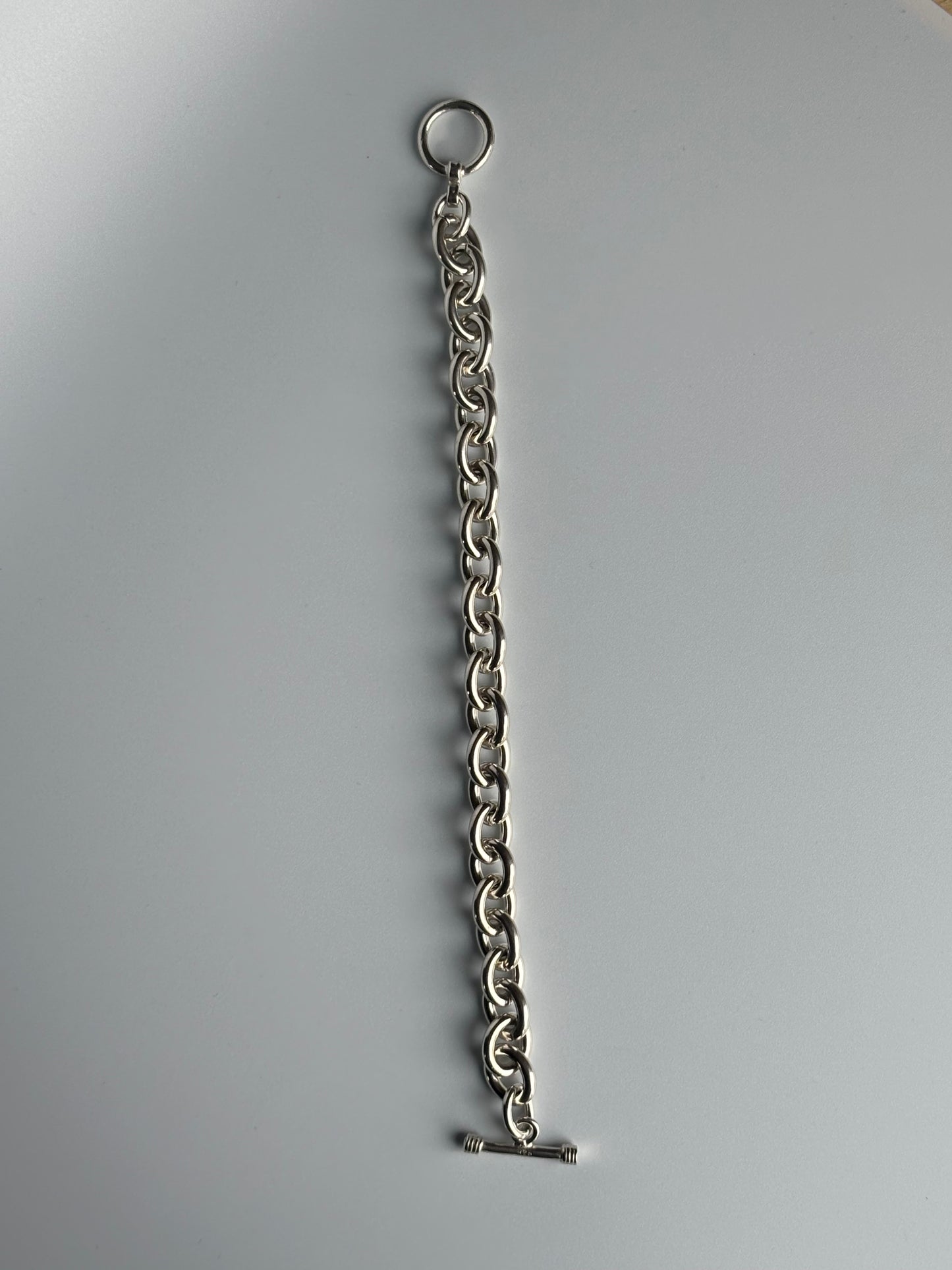 Toggle Clasp Silver Link Bracelet