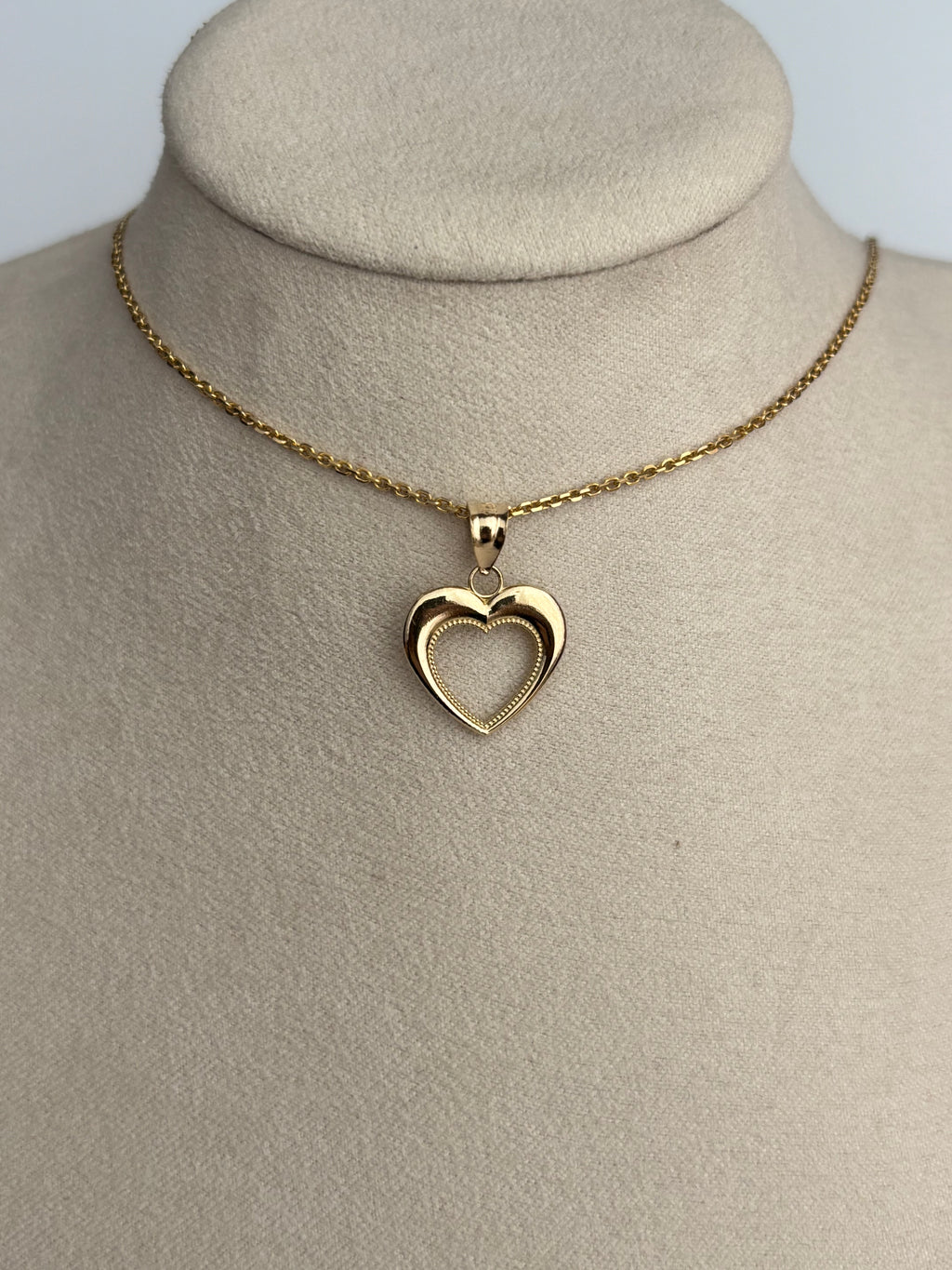 Gold Heart Charm w/ Milgrain Detail