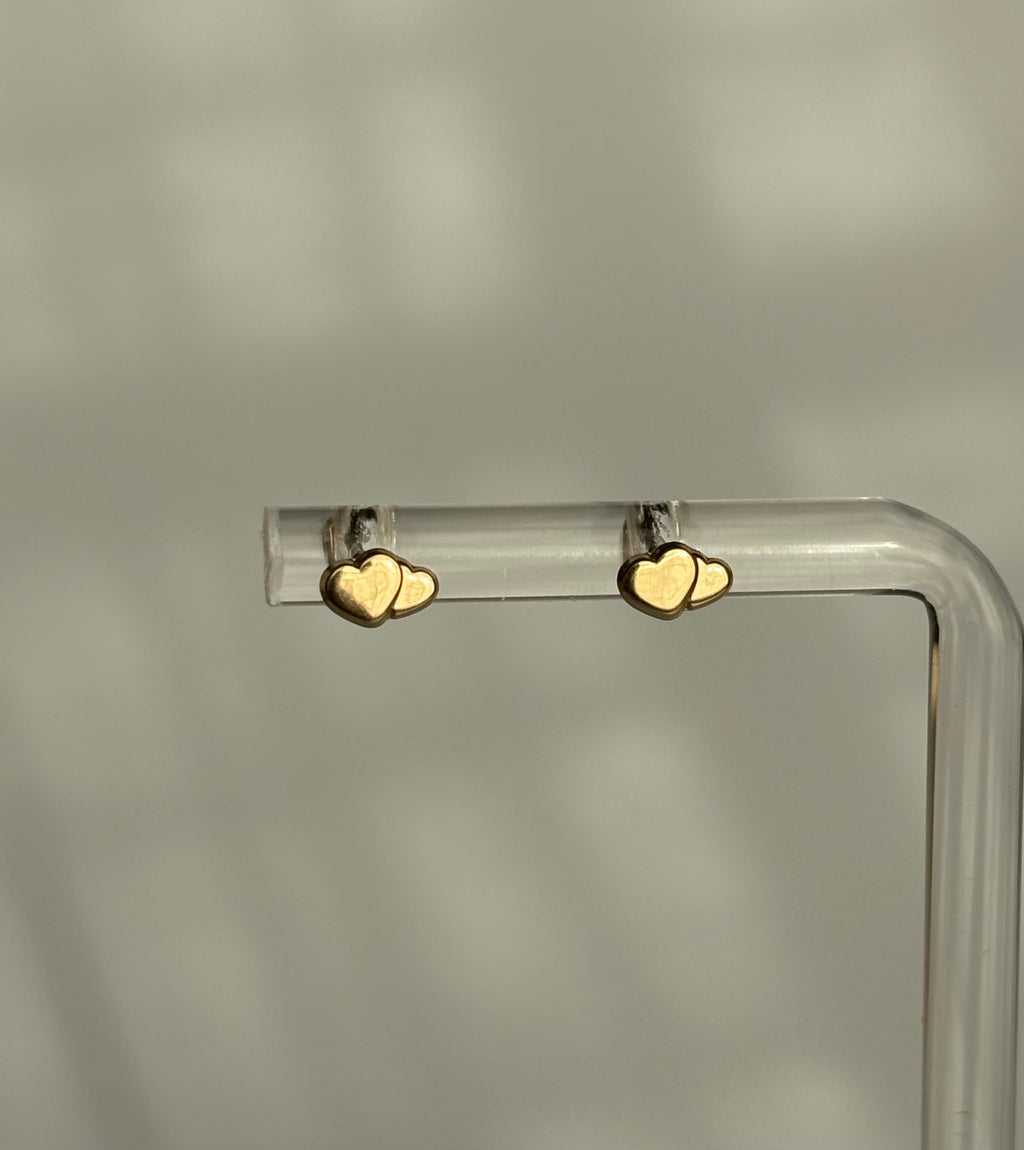 Gold Twin Hearts Earrings