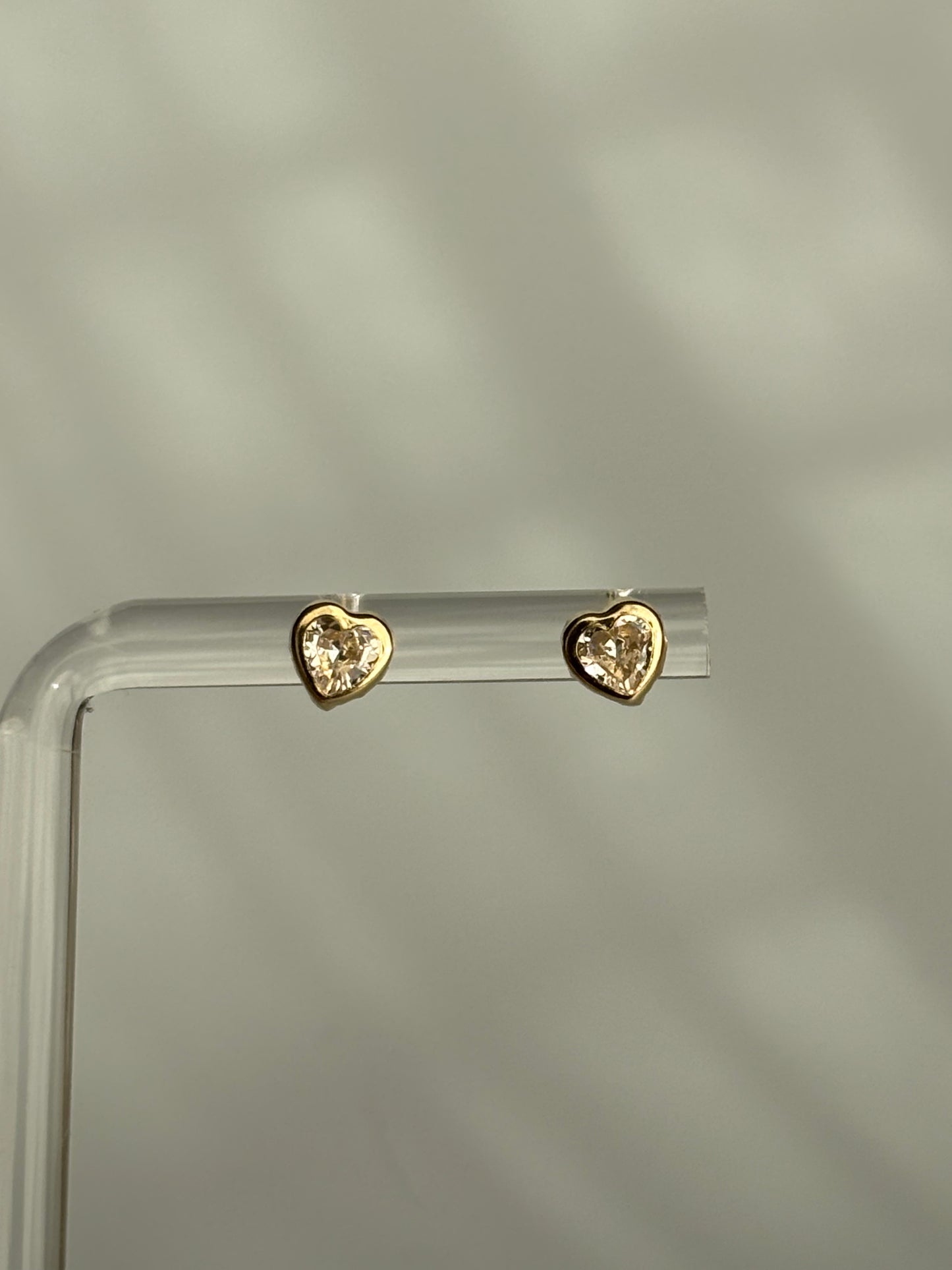 Bezel Set Heart Shaped Studs
