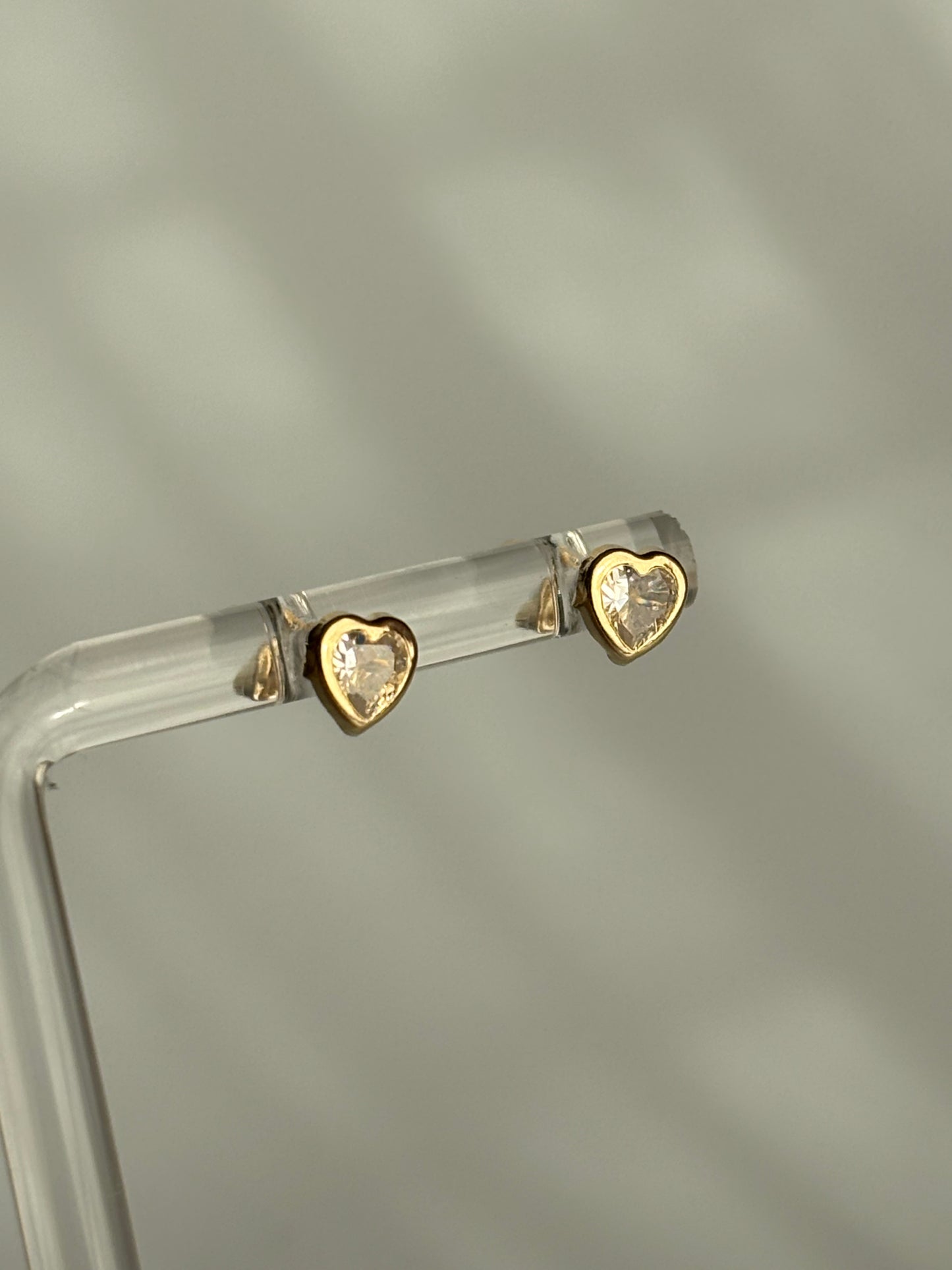 Bezel Set Heart Shaped Studs