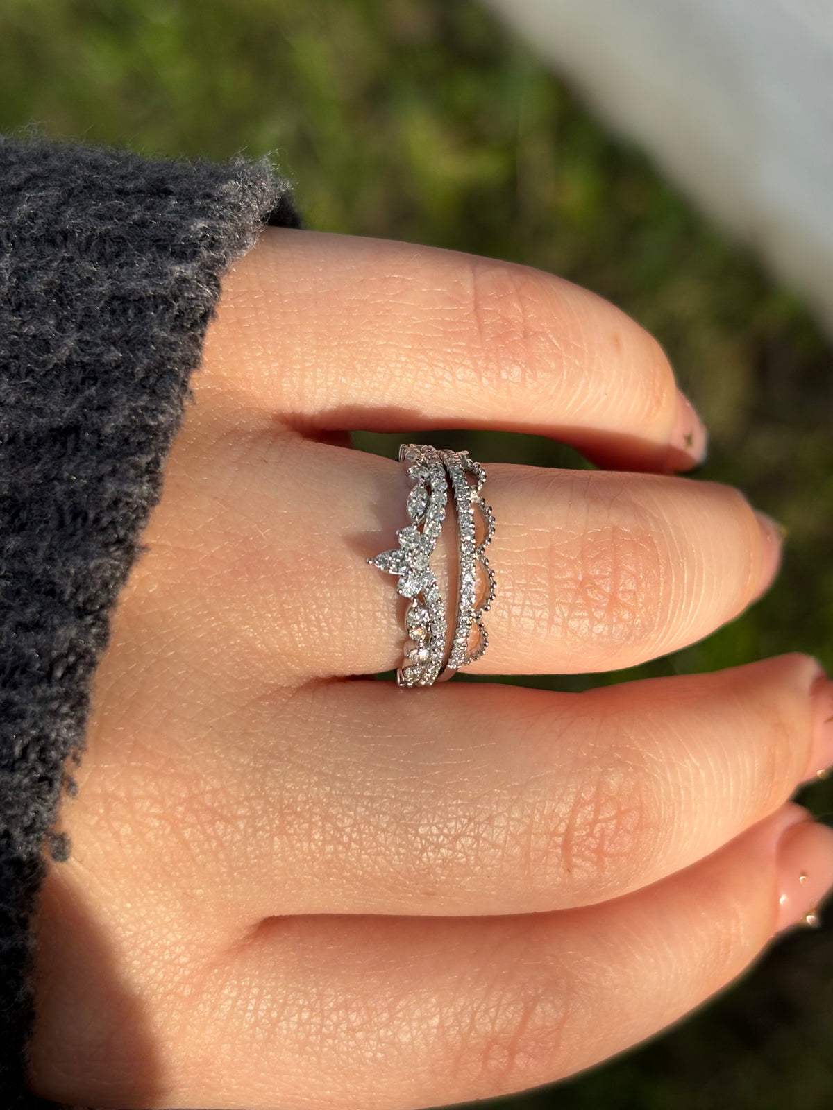 Lace Diamond Stacking Ring