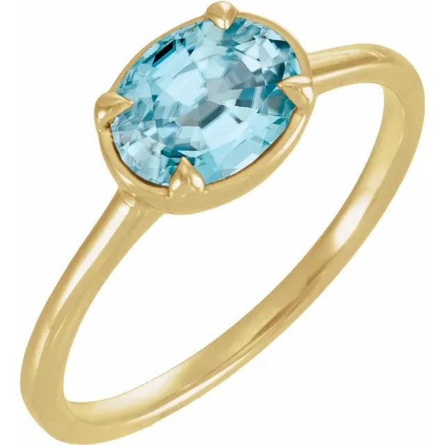 Bezel-style Prong Birthstone Ring