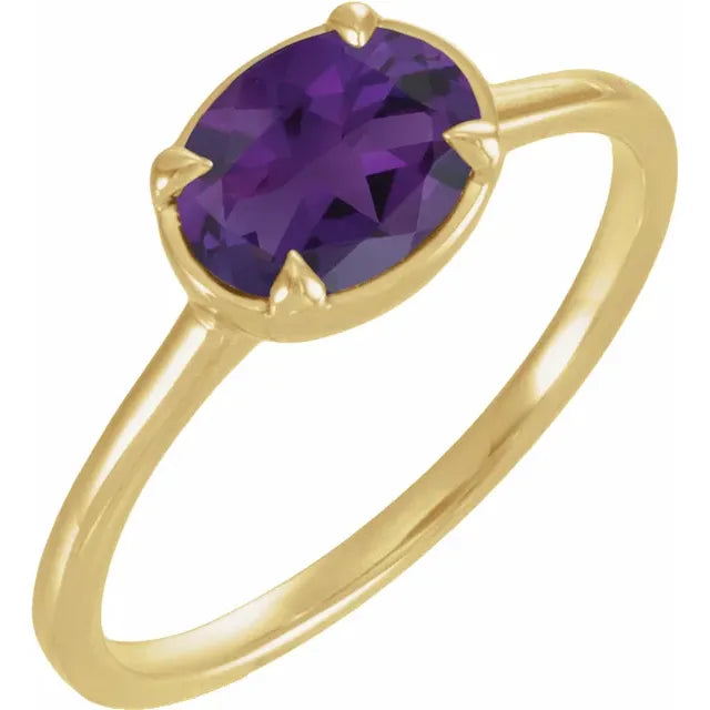 Bezel-style Prong Birthstone Ring
