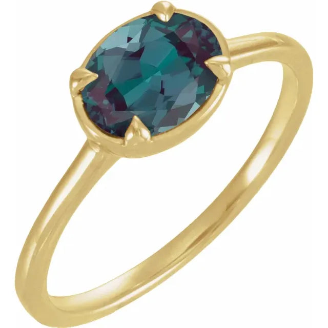 Bezel-style Prong Birthstone Ring