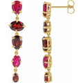 Lab Grown Ruby and Natural Mozambique Garnet Dangle Earrings