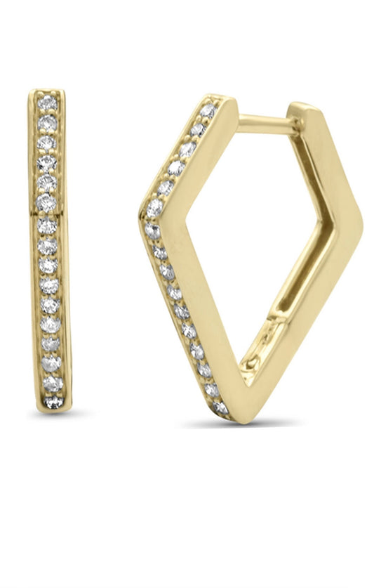Diamond Hexagon Hoop Earrings