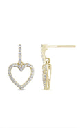 Diamond Heart Dangle Earrings