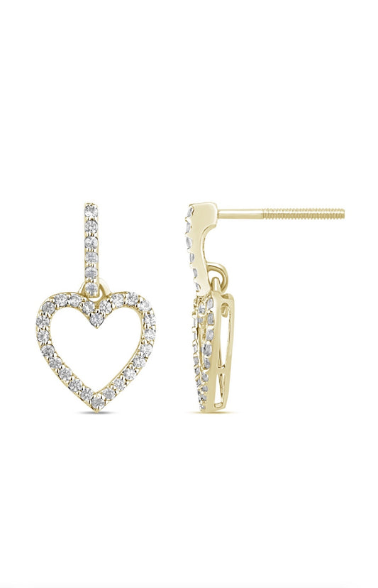 Diamond Heart Dangle Earrings