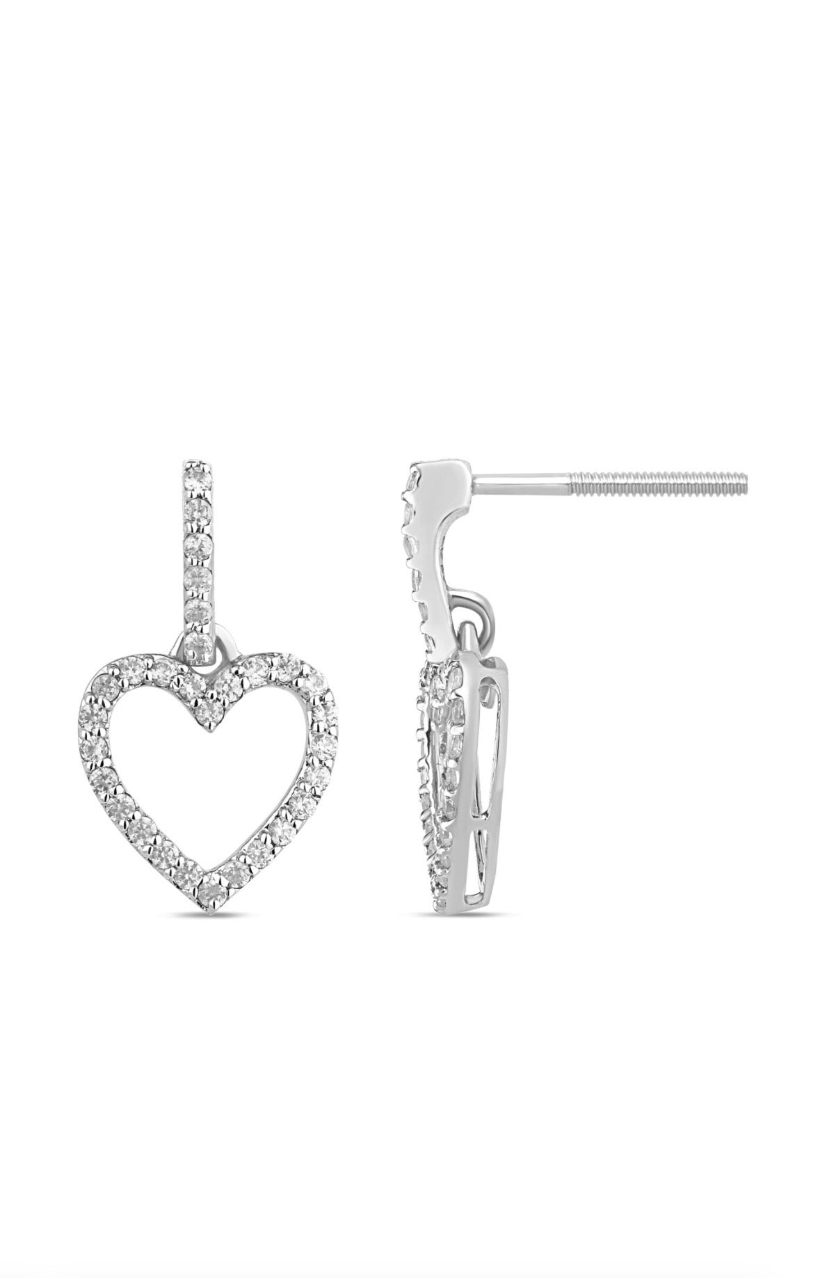 Diamond Heart Dangle Earrings