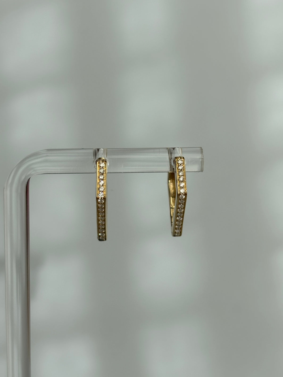 Diamond Hexagon Hoop Earrings