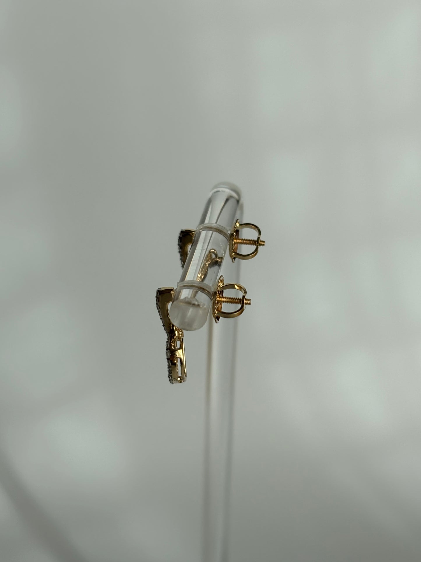 Diamond Heart Dangle Earrings
