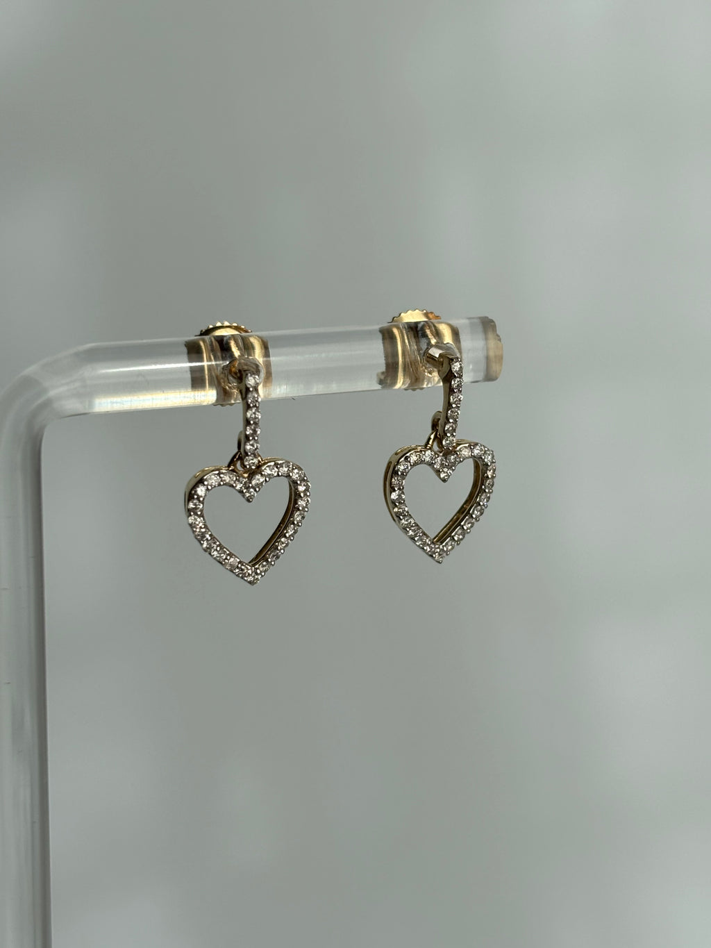 Diamond Heart Dangle Earrings