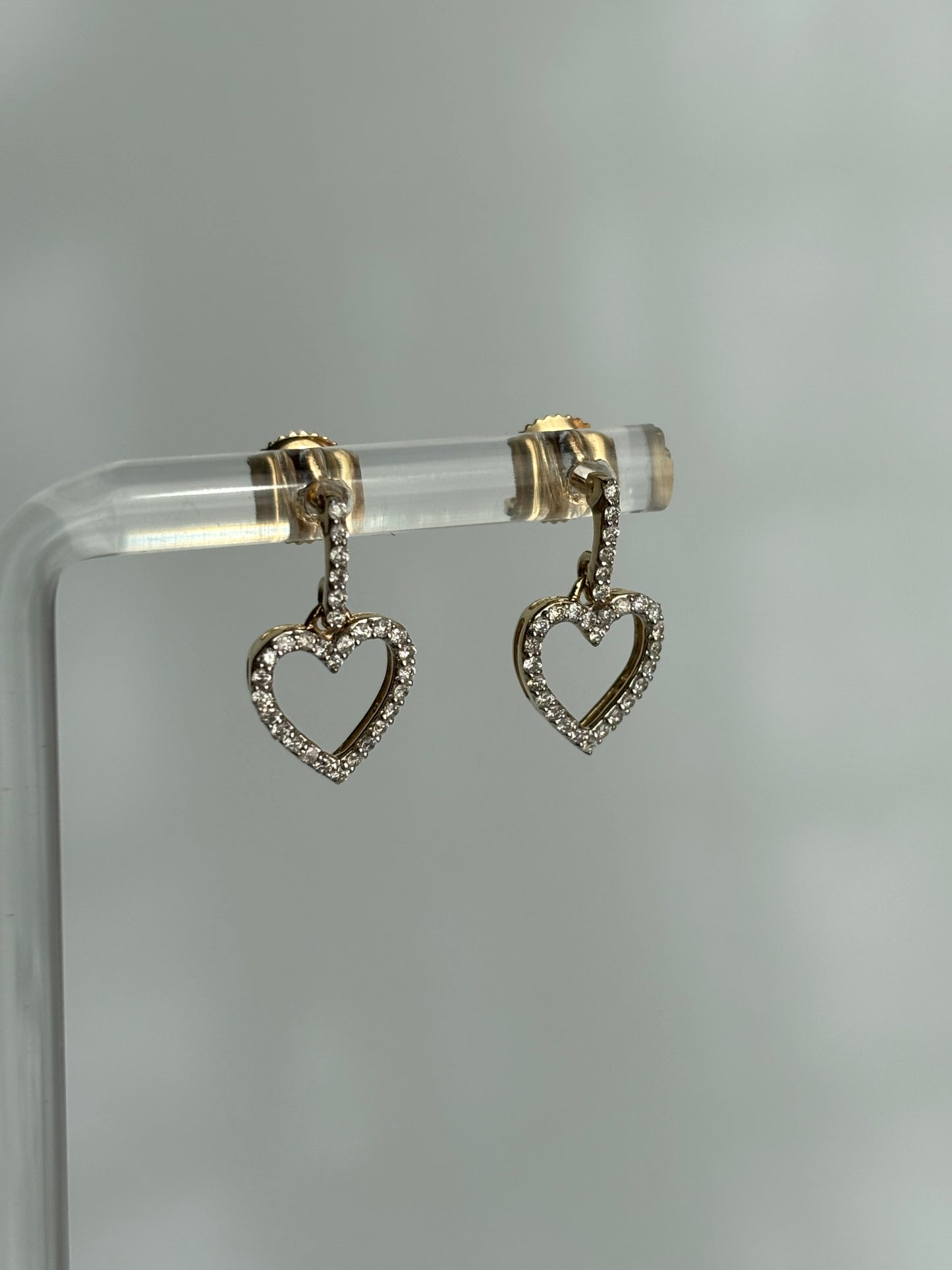Diamond Heart Dangle Earrings