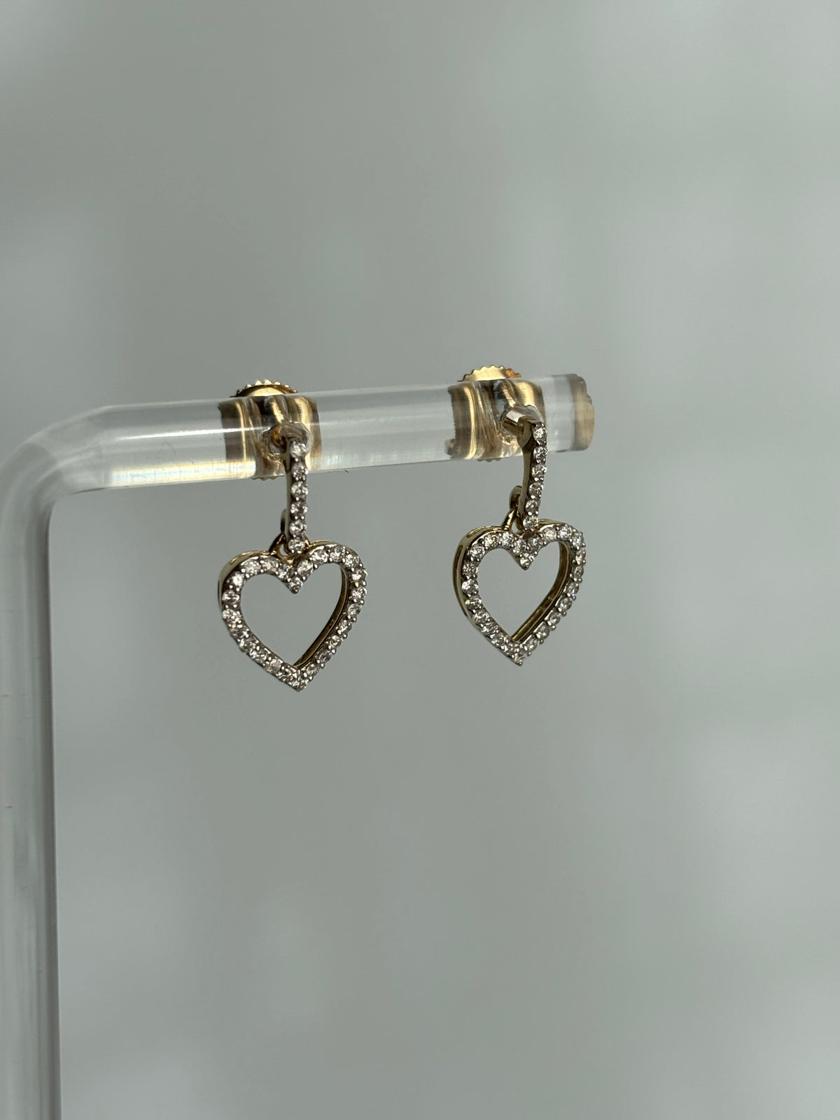 Diamond Heart Dangle Earrings