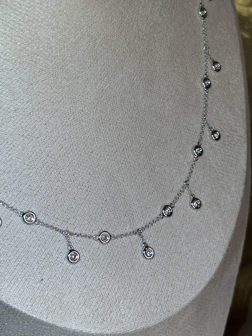 1:1 white gold bezel dangle necklace