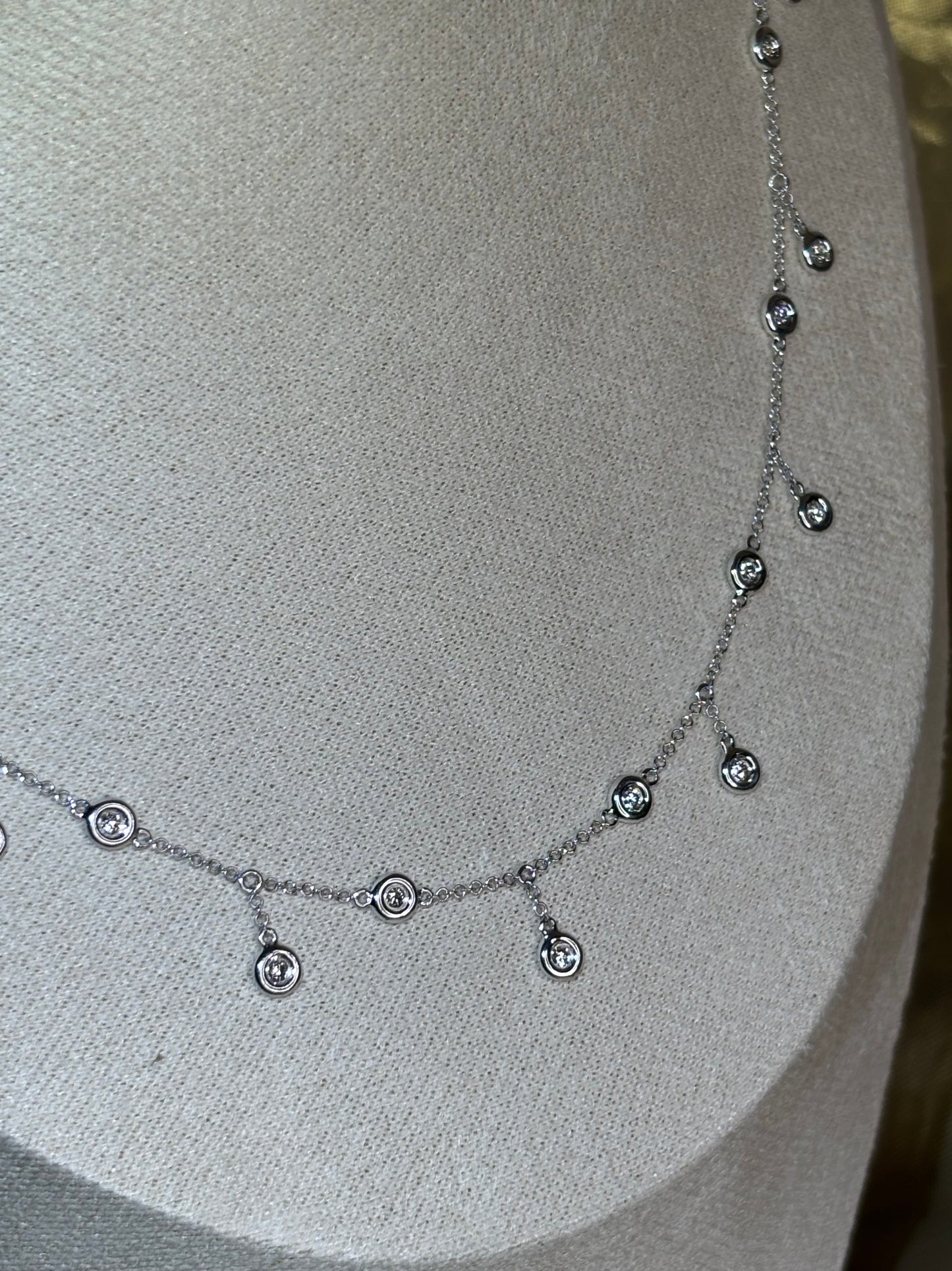 1:1 white gold bezel dangle necklace