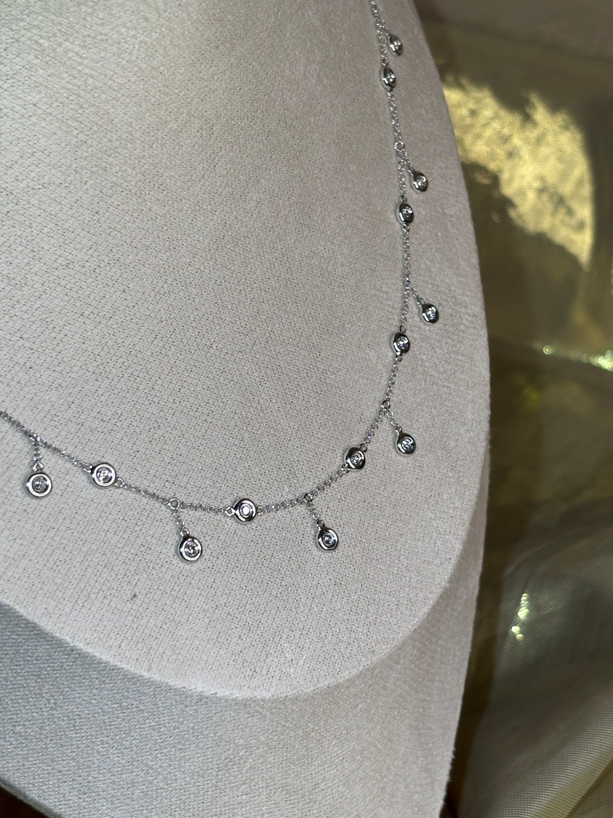 1:1 white gold bezel dangle necklace