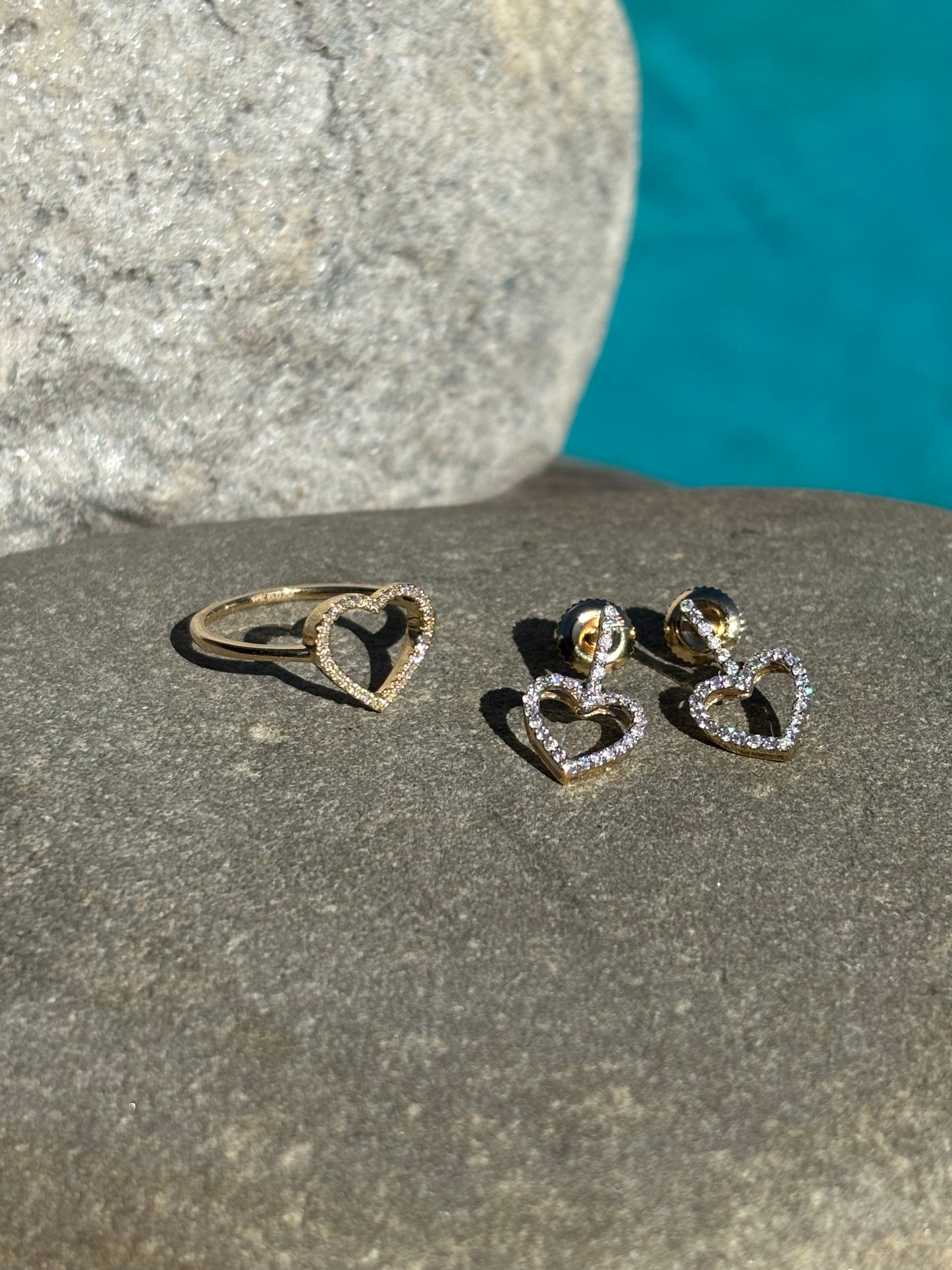 Diamond Heart Dangle Earrings